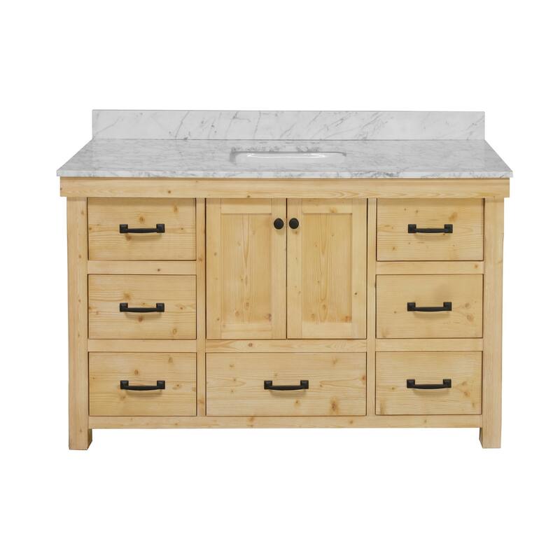 KitchenBathCollection Tuscany 60" Single Bathroom Vanity with Carrara Marble Top