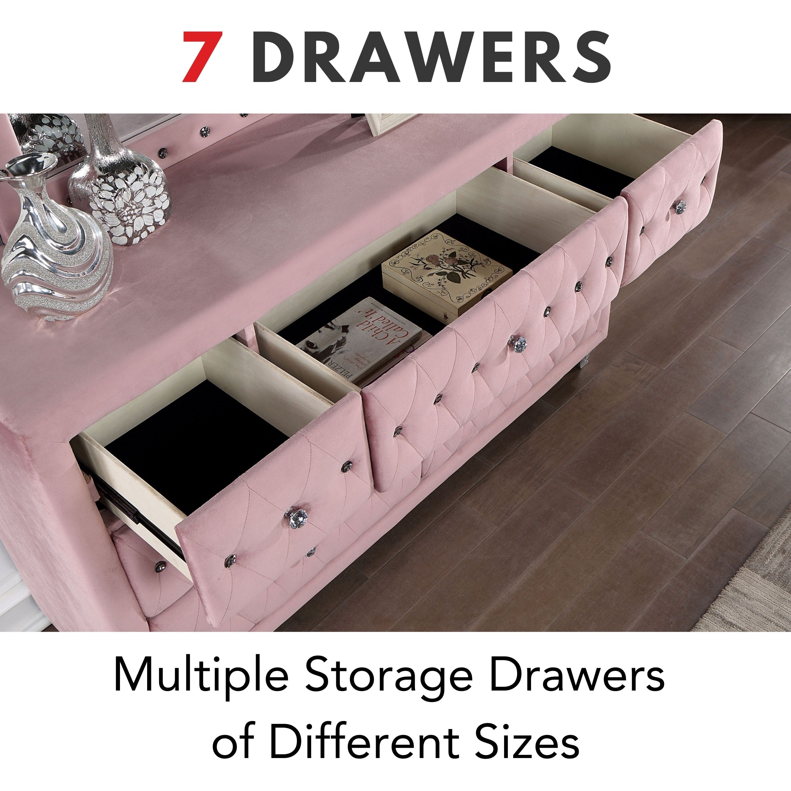 grey and pink dresser Odessa 6-Drawer Double Dresser City Mattress
