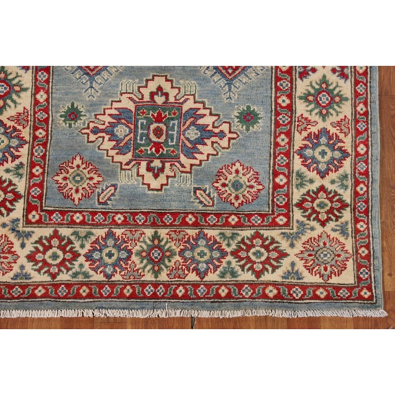 Kazak Rug Handmade Oriental Blue Wool Carpet - 3'10" x 6'0"