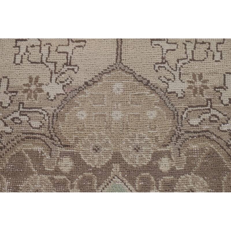 Distressed Beige Tabriz Persian Vintage Rug Handmade Wool Carpet - 6'5"x 9'7"