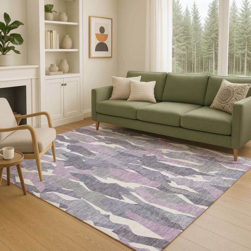 Machine Washable Indoor/ Outdoor Contemporary Dylan Chantille Rug