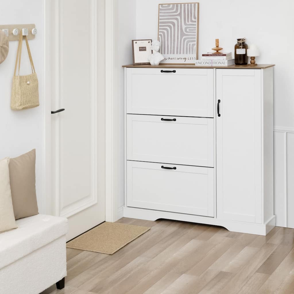 28 Pair Large Shoe Storage Cabinet with Adjustable Shelves - 48.8'' H X 46.9'' W X 10.2'' D