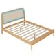preview thumbnail 8 of 18, Queen Size Platform Bed with LED Headboard and Rattan Accent, Natural Wood