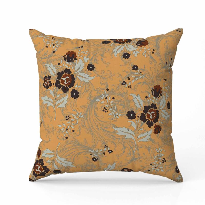 Meadow Strokes Indoor/Outdoor Reversible Throw Pillow Orange and Brown