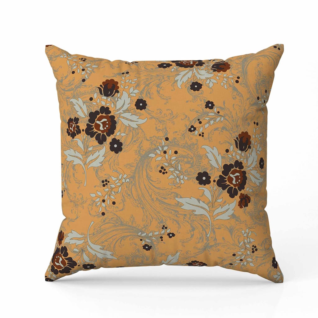 Meadow Strokes Indoor/Outdoor Reversible Throw Pillow Orange and Brown