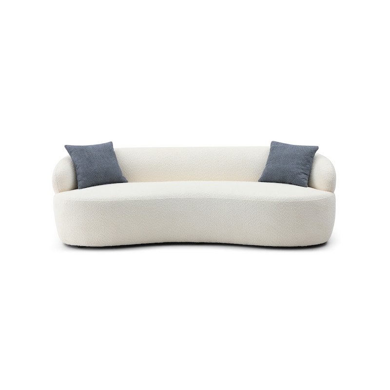Beige Mid-Century Modern Curved Sofa - 35.00 x 86.00 x 27.00 - Beige