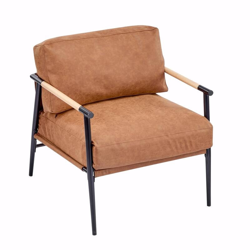 Minimalist Armchair - Soft Cushions, Wood/Metal Design, Compact