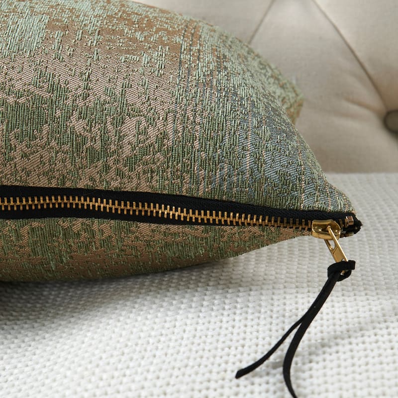 2-Piece Jacquard Chenille Zippered Lumbar Pillow Cover Set