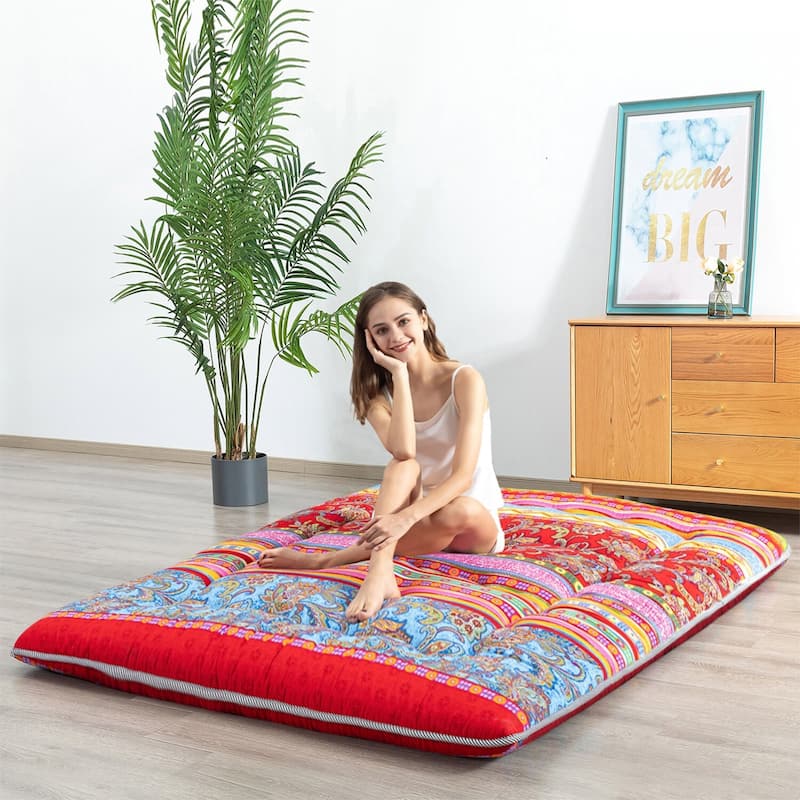 Boho Floral Pattern Japanese Floor Futon Mattress