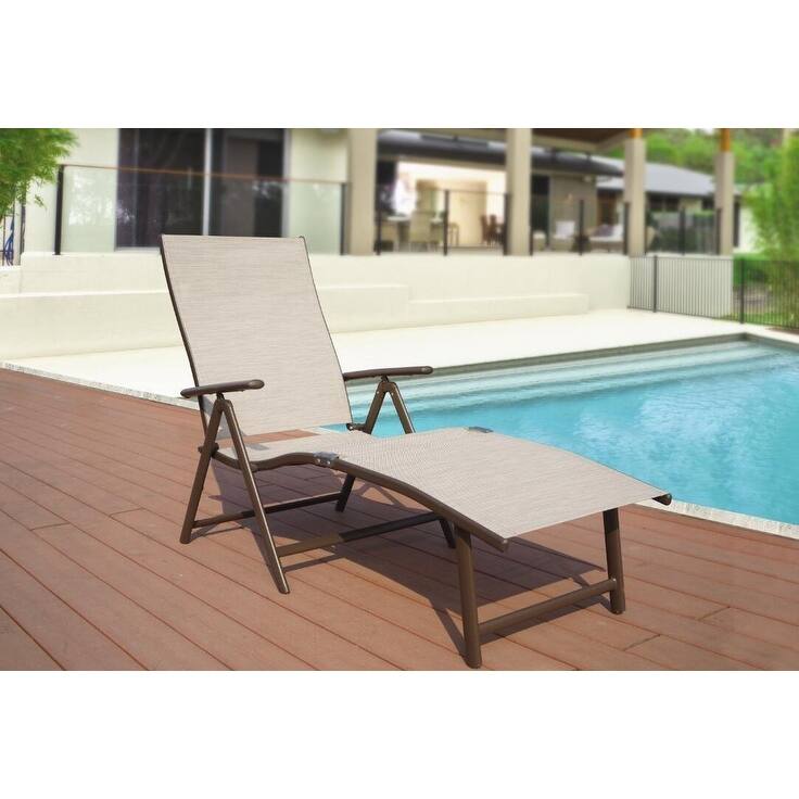 Kozyard Cozy Aluminum Beach Yard Pool Folding Reclining 7 Adjustable Chaise Lounge Chair (2 Pack)