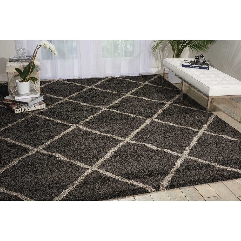 Nourison Brisbane Large Diamond Geometric Modern Shag Area Rug