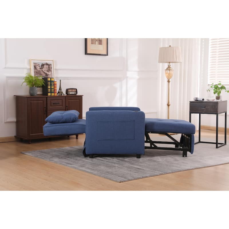 Convertible Pull-Out Sofa Bed with Side Pockets, Sleeper Chair with USB Charging, Single Chaise Lounger Chair