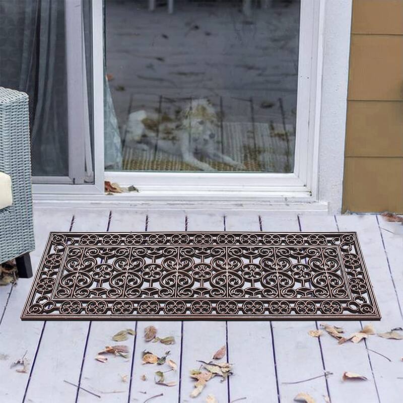 A1HC Rubber Iron Beautiful Hand Finished Elegant Large Double Doormat 18"X48"