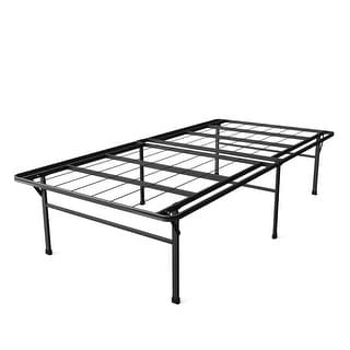 Black 18-inch Twin XL Heavy-Duty High Rise Metal Platform Bed Frame