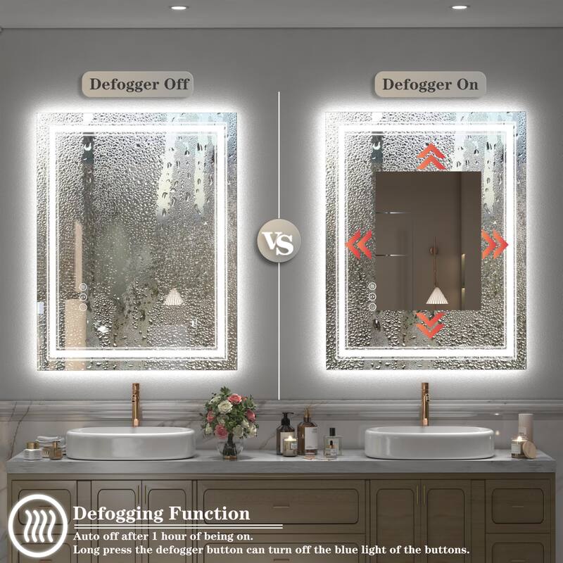 55x30 Inch Frameless LED Bathroom Mirror,Smart Mirror - White