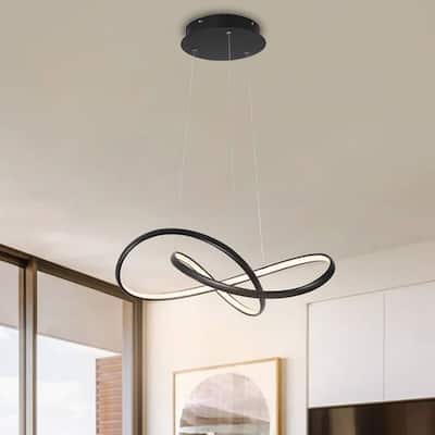 Dimmable Matte Black Unique LED Chandelier Circular Ring Pendant