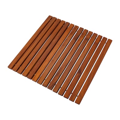 Nordic Style Teak Wood Oiled String Mat for Indoor and Outdoor Shower 19.6" x 19.6" - 19.6" x 19.6"