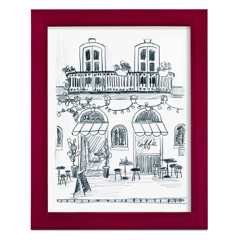 Italian Street Sketch II -Framed Print w/glass-Cherry Red