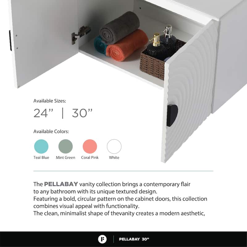 Pellabay Modern Bathroom Vanity with Fluted Circular Doors - Sink Included