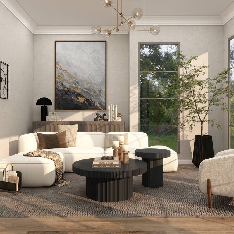 Canvas Leaf Living Room Framed Wall Art with Silver Frame