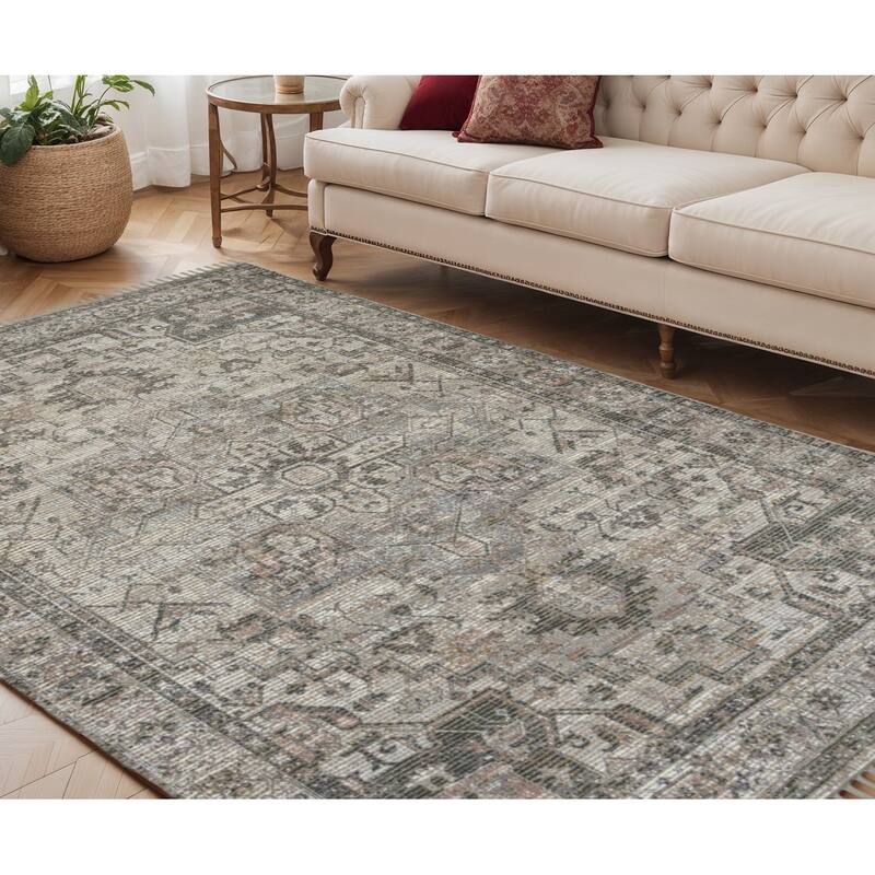 HomeRoots Oriental Transitional Rectangle Area Rug - 90.00 in. x 60.00 in.  x 0.20 in.