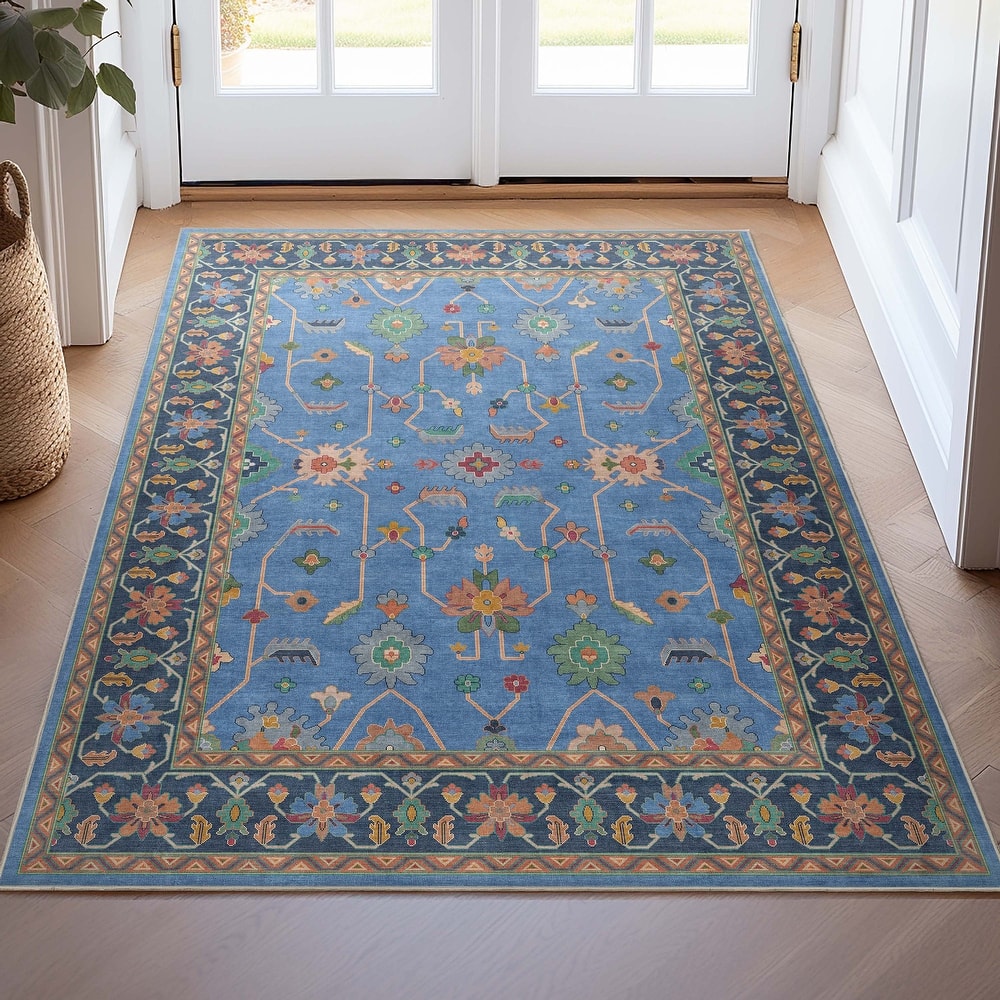 Well Woven Ushak Antalya Floral Modern Vibrant Flat-Weave Area Rug