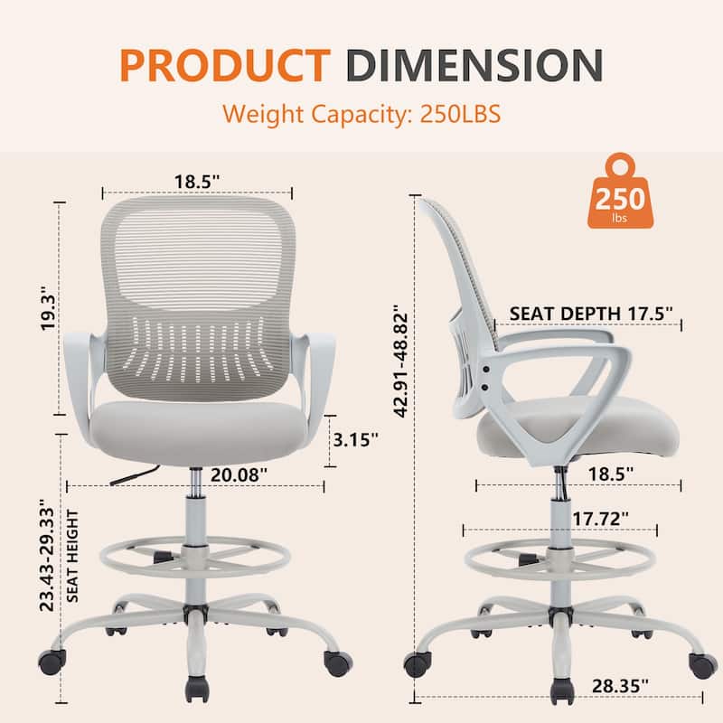 Ergonomic Office Chair, High Back Desk Chair with Headrest, Home Office Swivel Mesh Computer Chair Office Chairs