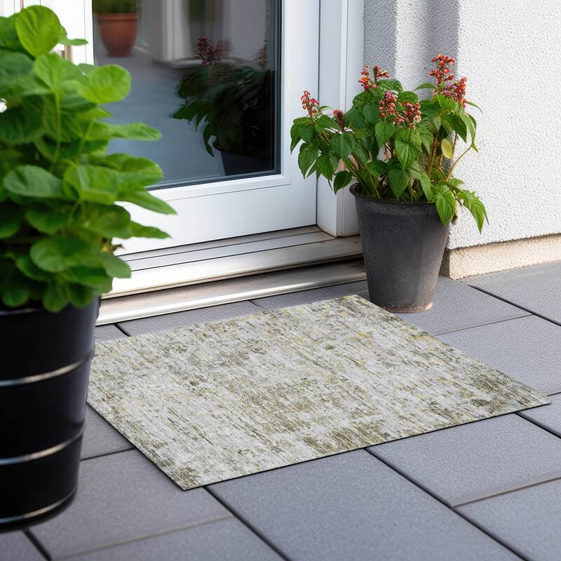 Machine Washable Indoor/ Outdoor Abstract Modern Chantille Rug