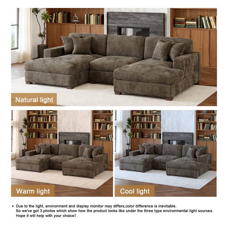 Oversized Chenille Modular Sectional Sofa With Deep Seat