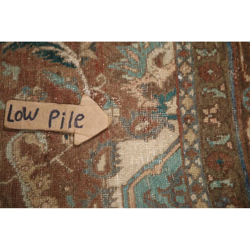 Hand Knotted Oriental 100% Wool Carpet Traditional Floral Brown Mashad Area Rug - 12' 1'' X 8' 10''