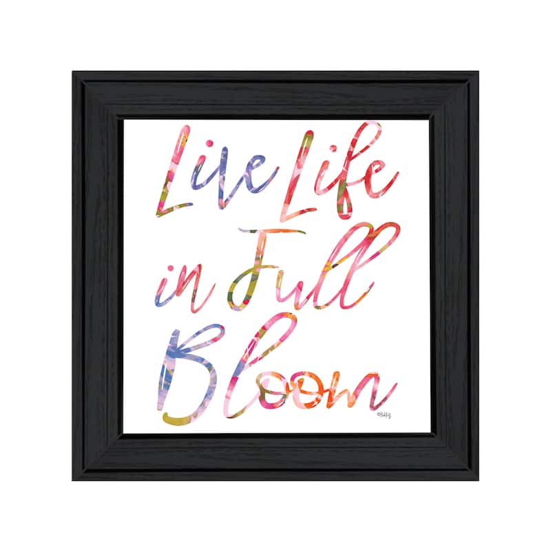TrendyDecor4U Contemporary "Live Life in Full Bloom" Framed Print Wall Art - Charcoal