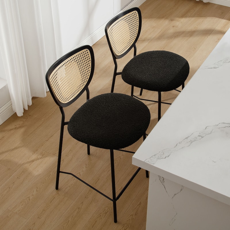 26" Rattan Counter Height Bar Stools Set of 2/3/4 - 37.8"H x 17.7"W x 21.7"D