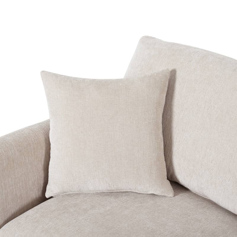 Curved Sectional Sofa, Chenille Fabric Sectional Couch with Chaise and 3 Throw Pillows