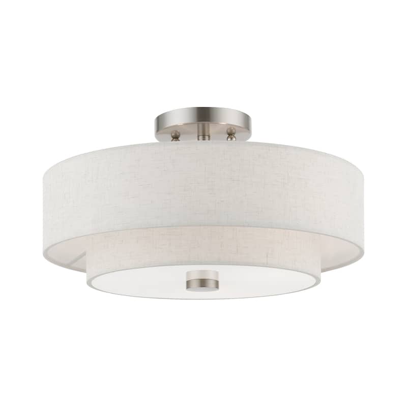 Livex Lighting Claremont 3 Light 15" Wide Semi-Flush Drum Ceiling