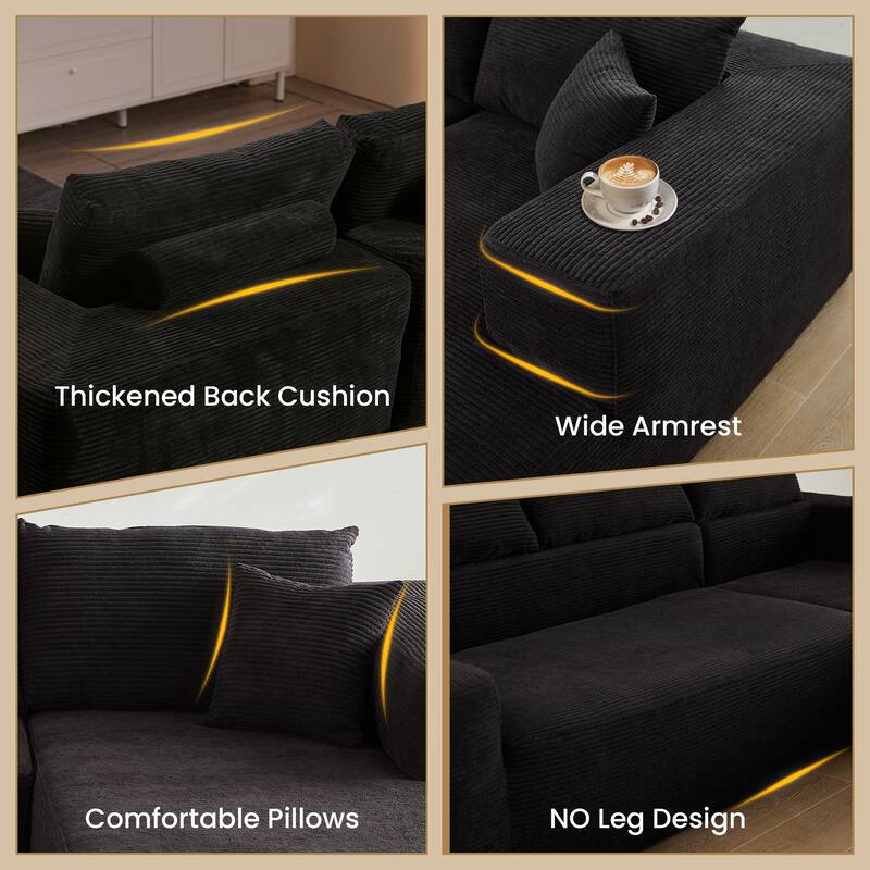 HOOOWOOO Modern Minimalist Style Sectional Couch Modular Corduroy Sofa for Living Room