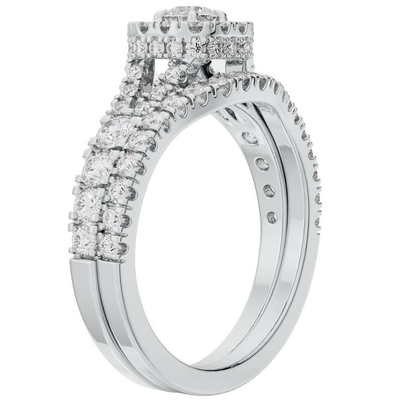 VS 1 1/4Ct Lab Grown Diamond Engagement Wedding Ring Set in White or Yellow Gold