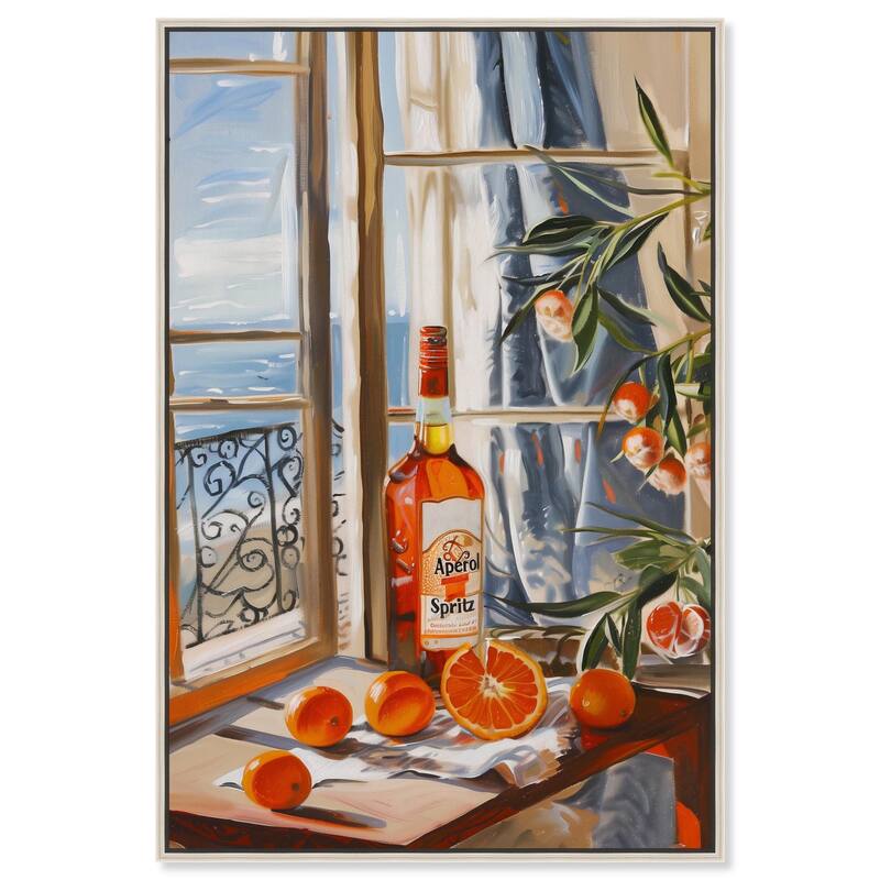 Orange Aperol by the Sea Canvas by Art Remedy - Silver - 10" x 15"
