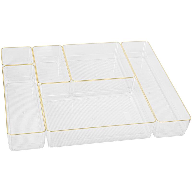 Flash Furniture BE-PB3685-G-6-MS Kerry 2" Tall Office Organizer Set - Clear / Gold - Clear / Gold