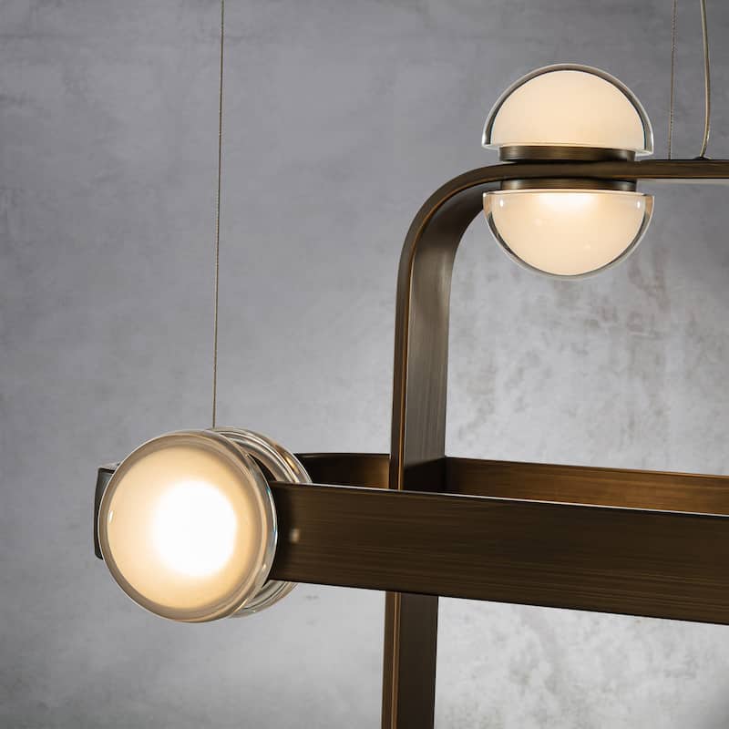CraftHome 8-Light Modern Geometric Kitchen Island LED Chandelier Unique Antique Copper Dining Room Pendant