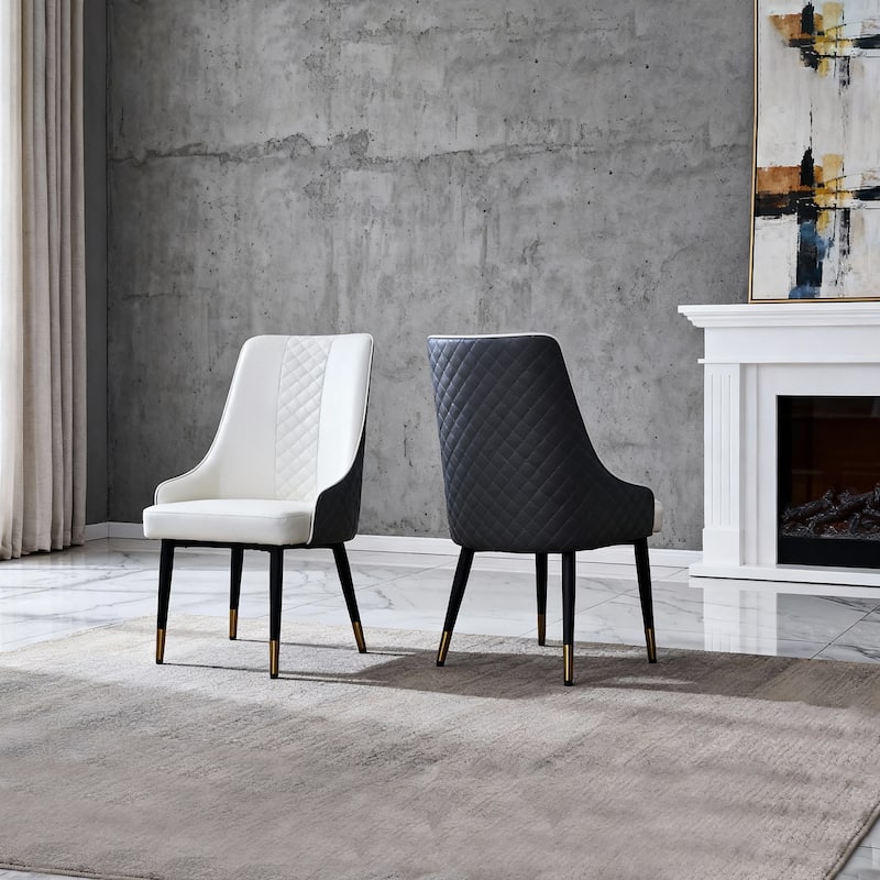 Set of 2 PU Leather Dining Chairs - Ergonomic High-Back Kitchen Chairs with Carbon Steel Legs, Waterproof & Easy Clean