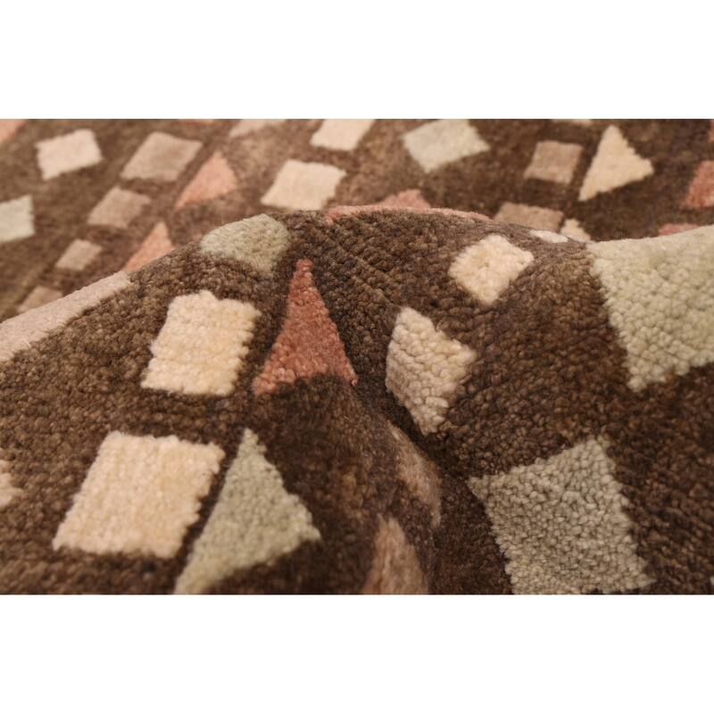 ECARPETGALLERY Hand-knotted Tangier Dark Brown Wool Rug - 8'0 x 9'11