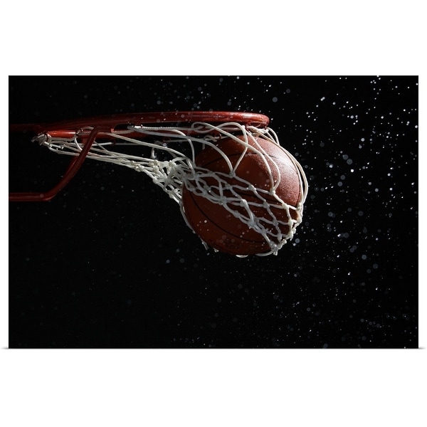 "Basketball going through hoop" Poster Print - Multi