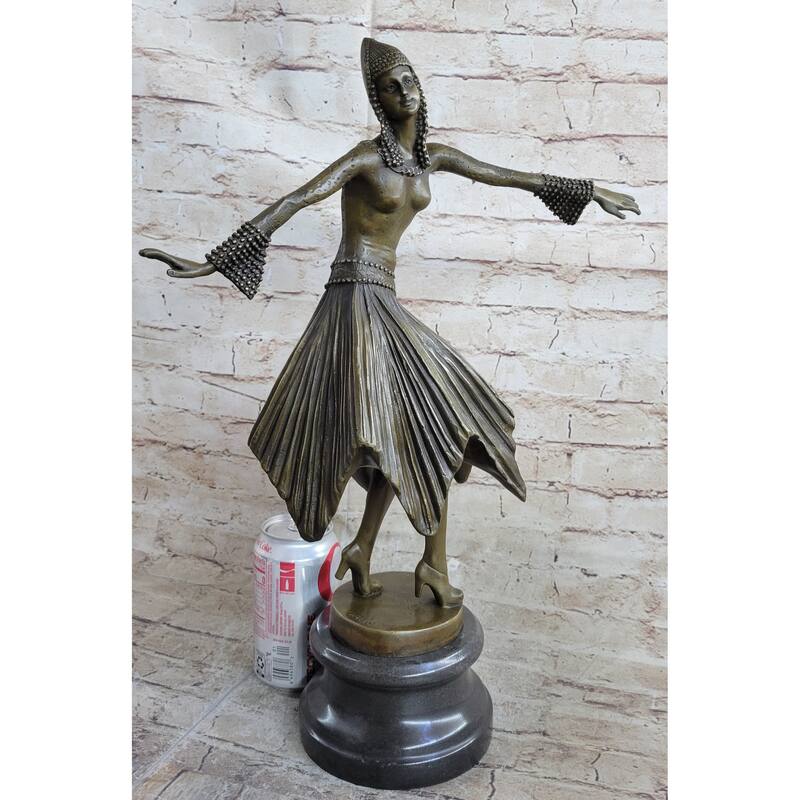 Bruno Zach Clic Captive Dancer Bronze Sculpture Art Nouveau Marble Base Gift