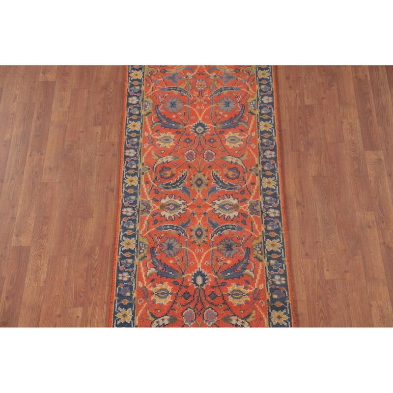 All-Over Floral Heriz-Serapi Oriental Runner Rug Wool Carpet - 2'6"x 7'11"