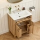 preview thumbnail 31 of 37, Natural Oak Bathroom Vanity with Ceramic Sink Solid Wood MDF Storage Cabinet for Bathroom 24/30/48/60 inches