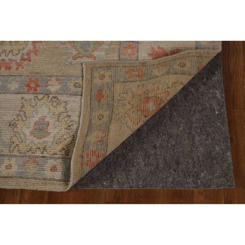 Hand Knotted Oriental 100% Wool Carpet Transitional All-Over Beige & Ivories Oushak Area Rug - 9' 0'' X 5' 10''