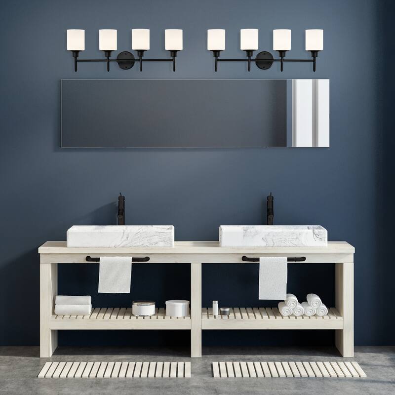 Aubrey Transitional 4-Light Indoor Bathroom Vanity Light - Matte Black
