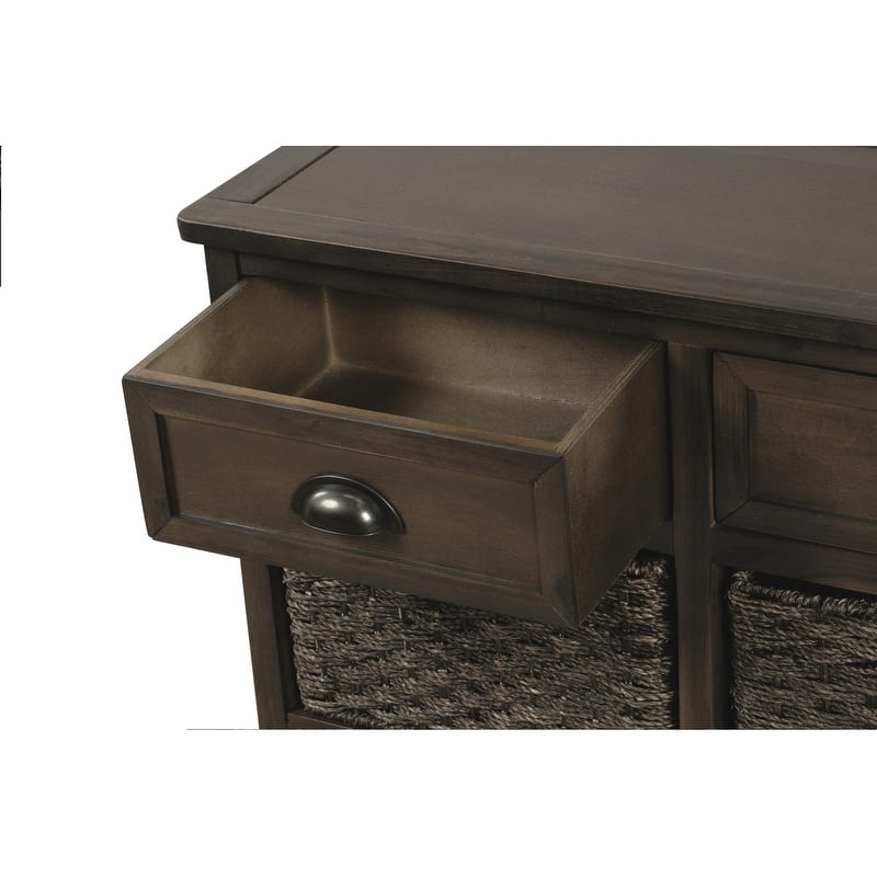 Rustic Acacia&Rattan Storage Cabinet-Farmhouse Style,No Assembly