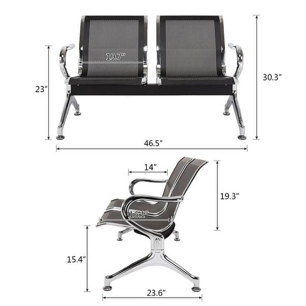 Shop Kinbor 2 Seat Airport Reception Chair Waiting Room Bench Visitor Guest Chair For Bank Salon Barbershop Overstock 29755688
