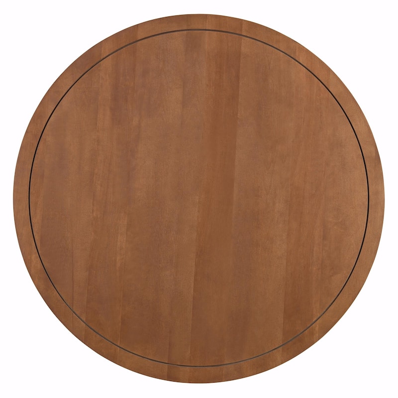 5-Piece Round Dining Table Set for 4 - Minimalist Farmhouse Design with 4 Solid Wood Upholstered Chairs